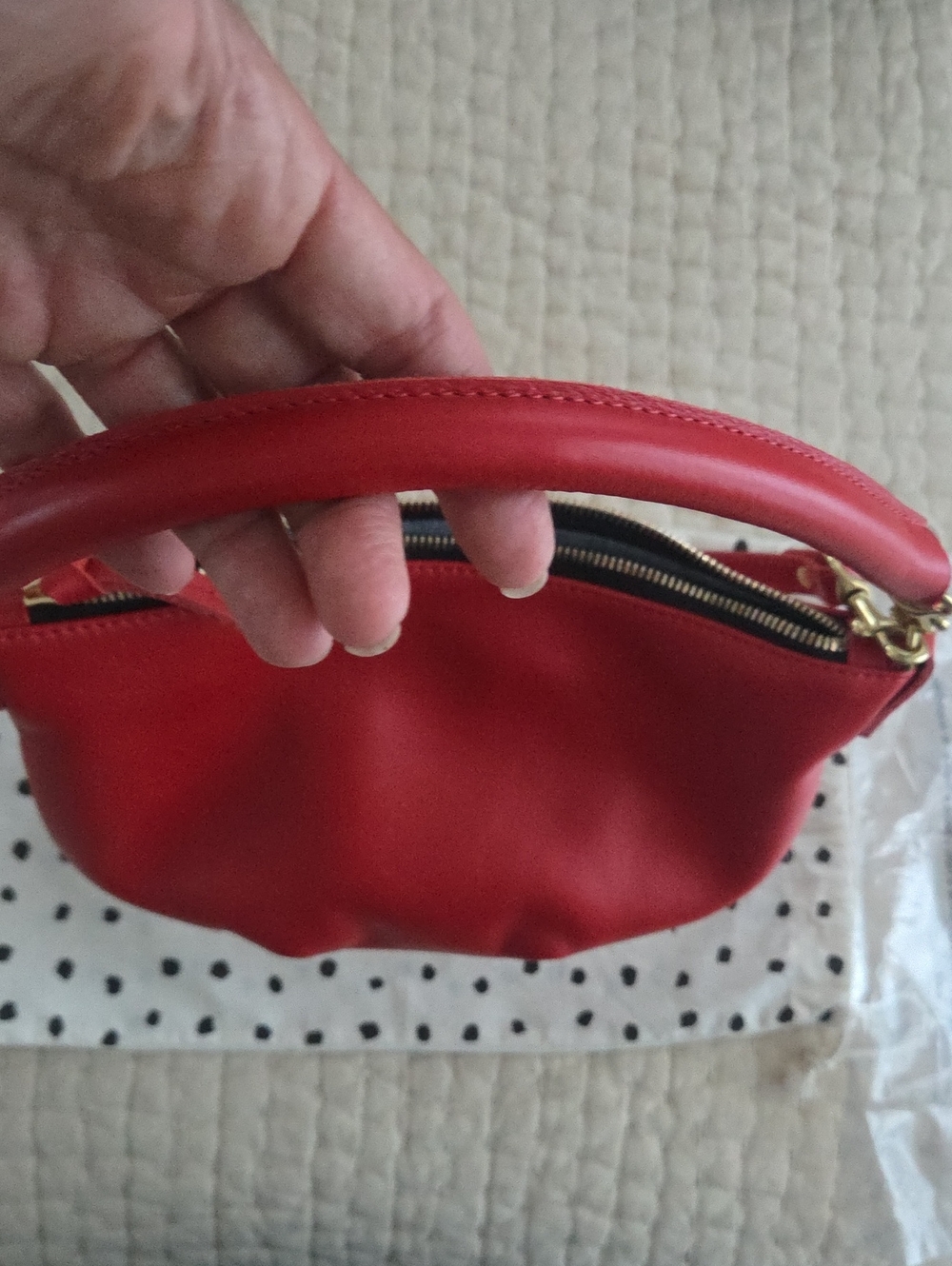 Clare V Petit Moyen Cherry Red Leather Crossbody with Gold Hardware. NWT - Picture 11 of 12